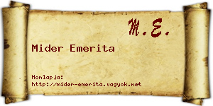 Mider Emerita névjegykártya